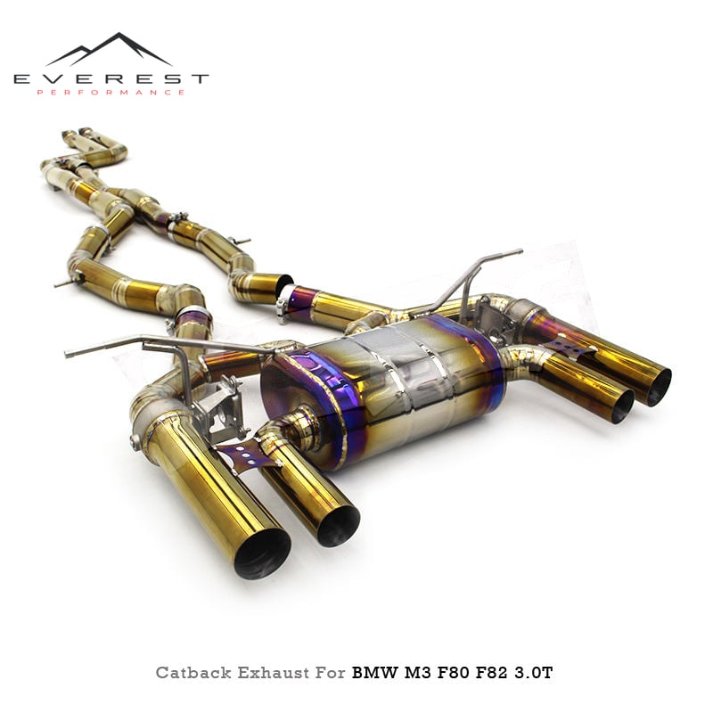Racing Titanium Catback Exhaust System for M3 F80/F82 3.0T 2015-2019 High Performance 1.2mm Thick Mirror Polished Valved
