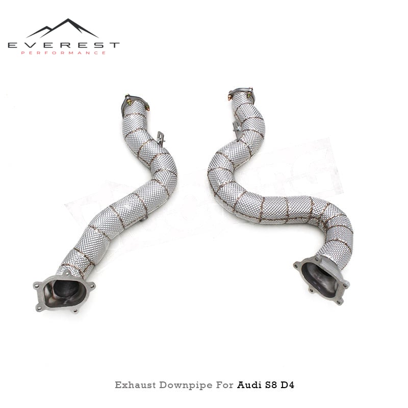 Racing Turbo Engine Exhasut Downpipe for Audi S8 D4 4.0T 2013-2018 Stainless Steel Exhaust Pipe with Heat Shield Exhaust Systems