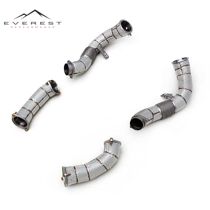 Racing SS304 Exhaust Downpipe for BMW M5/M6 F90 LCI 4.4TT 2018-2024 Free Flow Downpipe With Heat Shield Exhaust Pipes