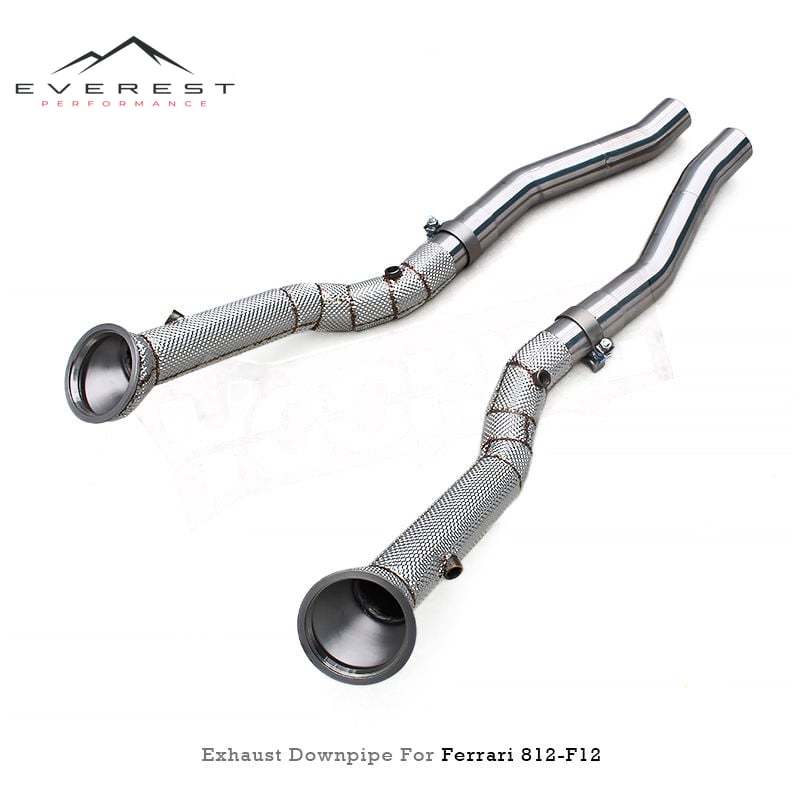 SS304 Exhaust Downpipe for Ferrari 812 6.5L/F12 6.3L V12 2013-2020 Heat Shield Exhaust Pipe Free Flow Downpipe