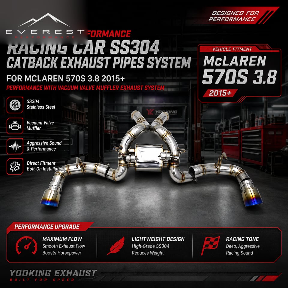 Racing SS304 Catback Exhaust Pipes System for Mclaren 570S 3.8 2015+ Performance With Vacuum Valve Muffler Exhaust System