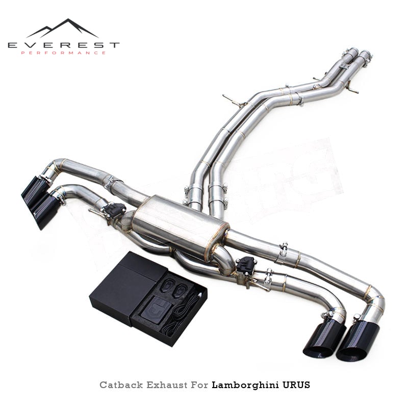 Valvetronic Exhaust Pipes for Lamborghini URUS 4.0T 2018-2023 Stainless Steel Catback Muffler Plated Black Tips