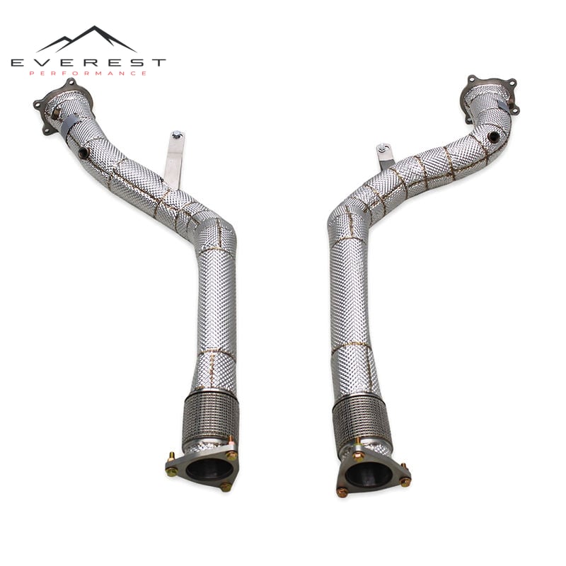 Racing Stainless Steel 304 Exhaust Pipes for Bentley Continental GT W12 6.0T 2004-2013 Free Flow Downpipe With Heat Shield