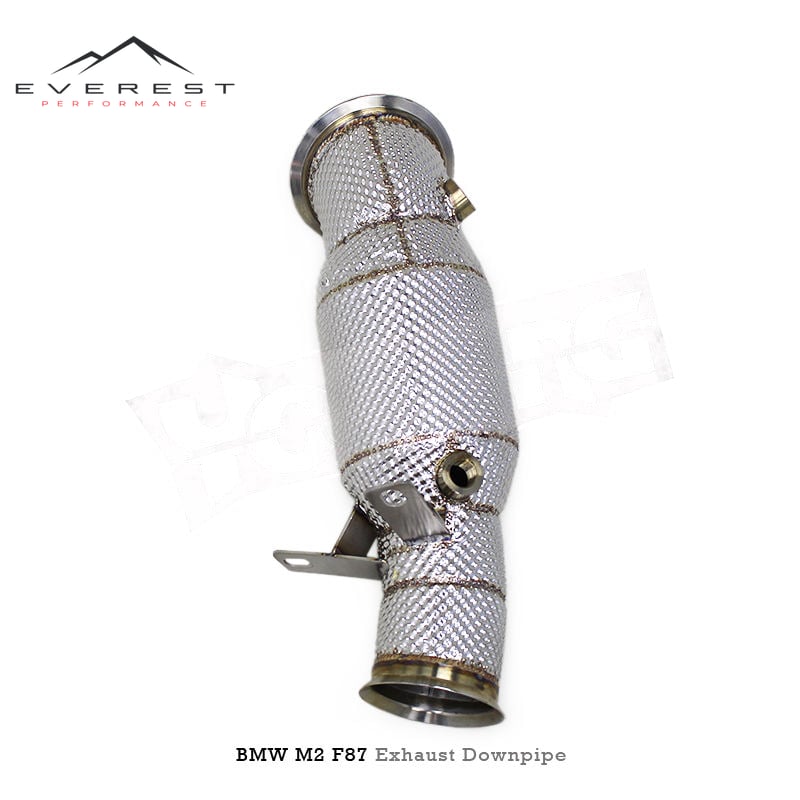 Stainless Steel Free Flow Downpipe Exhaust Pipes System for BMW M2 F87 N55 3.0T 2014-2018 With Heat Shield