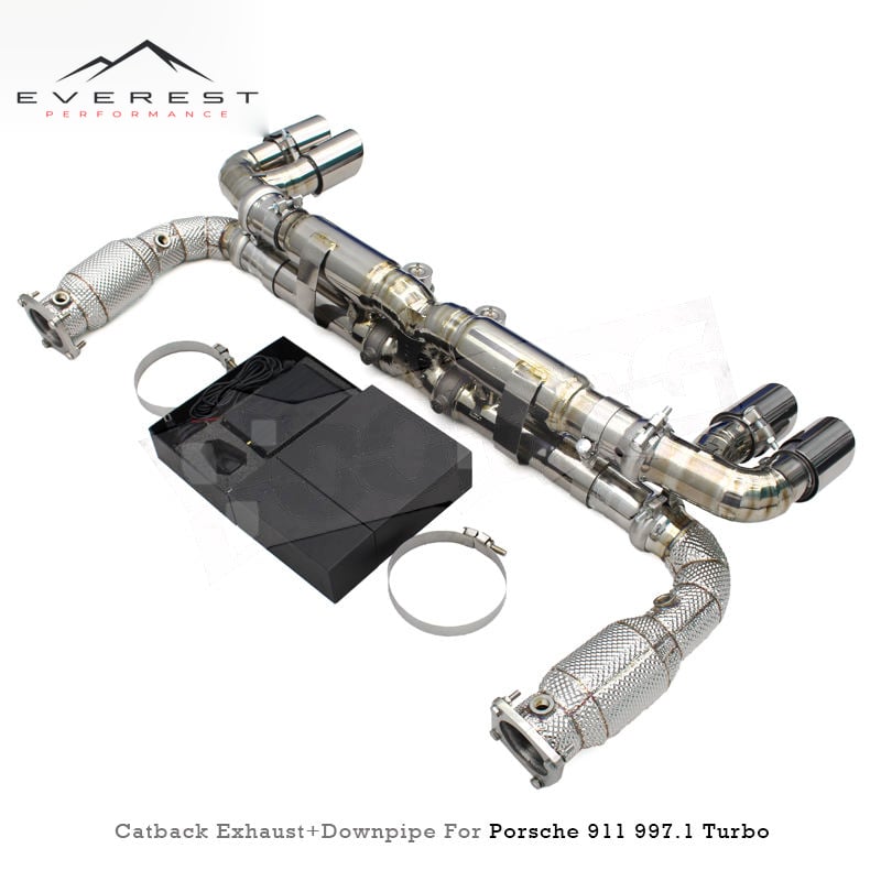 Titanium Lightweight Catback Exhaust Pipe for Porsche 911 997.1 Turbo 3.6T 2004-2007 Downpipe with 200cell Catalyst