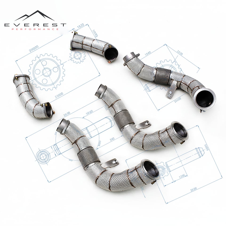 Street Car Exhaust Pipes for BMW M5/M6 F90 LCI 4.4TT 2018-2024 Stainless Steel Free Flow Downpipe With Heat Shield