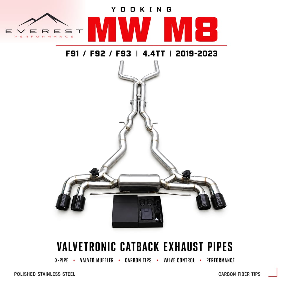 Racing Valvetronic Catback Exhaust Pipes for BMW M8 F91/F92/F93 4.4TT 2019-2023 X-pipes Valved Muffler Catback With Carbon Tips