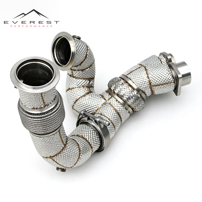 Racing Stainless Steel Exhaust Downpipe X Pipes for BMW M3/M4 F80/F82/F83 S55 3.0T 2014-2019 Free Flow Pipe with Heat Shield