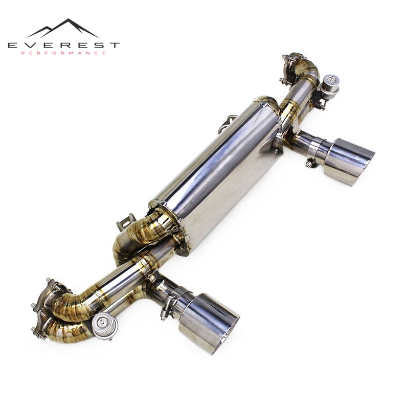 Titanium Sport Catback for Porsche 718 Cayman GT4 RS 4.0L 2017-2019 Valved Muffler Mirror Polished 1.2mm Thick Exhaust Pipe