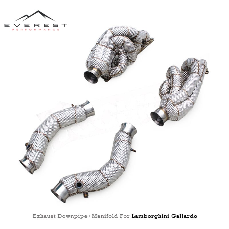 SS304 Exhaust Manifold for Lamborghini Gallardo 5.0L 2004-2007 Straight Through Downpipe With Heat Shield 5 to 1 Manifold