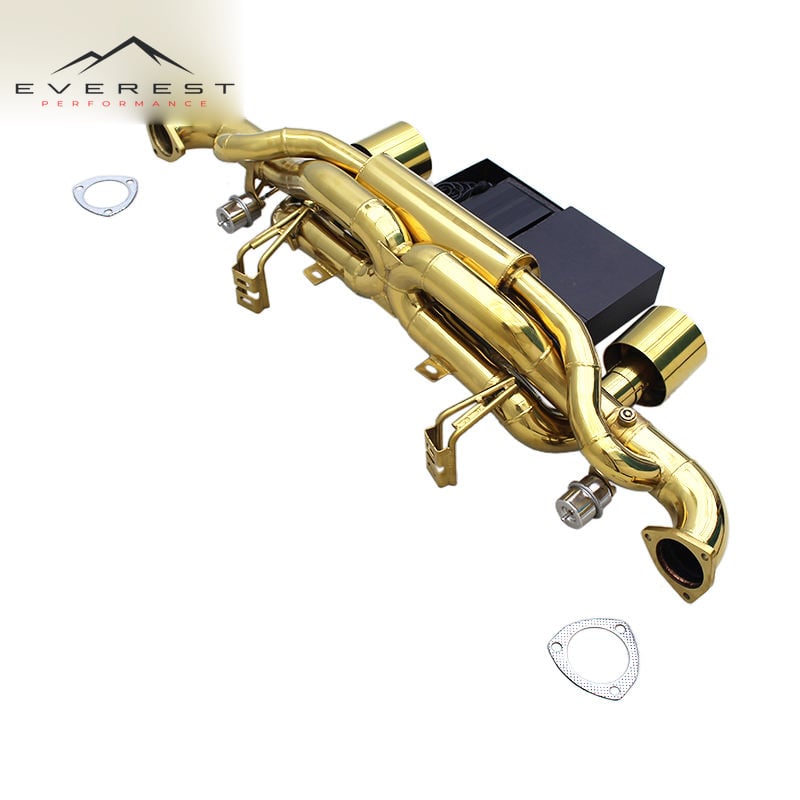 Custom Gold SUS304 Valved Sport Exhaust System for Porsche 718 Cayman GT4 RS 4.0L 2022-2025 Sport Car X-pipe Catback Muffler