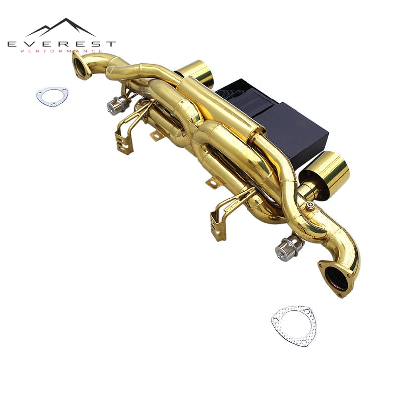 Custom Gold SUS304 Valved Sport Exhaust System for Porsche 718 Cayman GT4 RS 4.0L 2022-2025 Sport Car X-pipe Catback Muffler