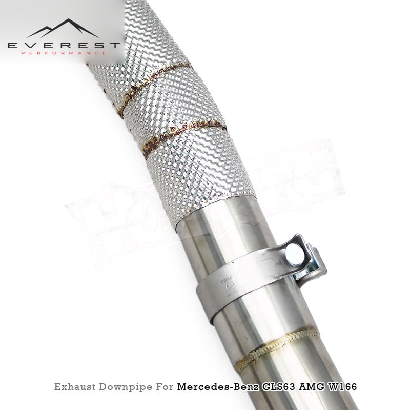 SUS304 High Flow Downpipe Exhaust Pipes for Mercedes-Benz GLS63 AMG W166 5.5T 2015-2019 with Catalyst 100/200/300 Cell