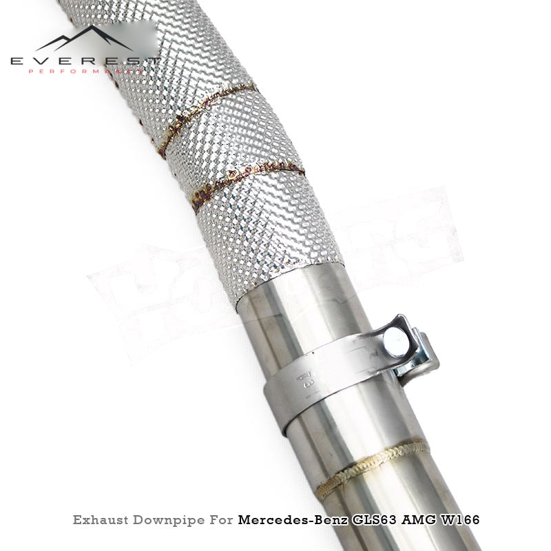 SUS304 High Flow Downpipe Exhaust Pipes for Mercedes-Benz GLS63 AMG W166 5.5T 2015-2019 with Catalyst 100/200/300 Cell