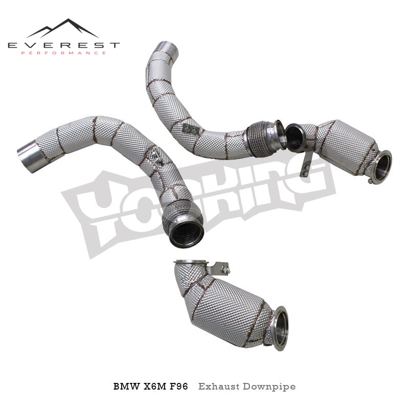 Custom Engine Catted Downpipe for BMW X5M/X6M/M8 F91/F95/F96 SUS304 100/200/300cell Exhaust High Flow System with Catalyst