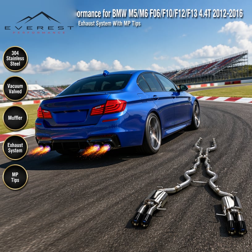 SUS304 High Performance for BMW M5/M6 F06/F10/F12/F13 4.4T 2012-2016 Vacuum Valved Muffler Exhaust System With MP Tips