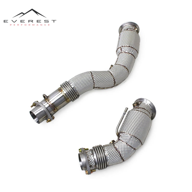 Race Sport Cat Downpipe for BMW M3 F80 M4 F82 3.0T S55 2014-2019 100/200/300cell Downpipe with Heat Shield Turbo Exhaust Pipe