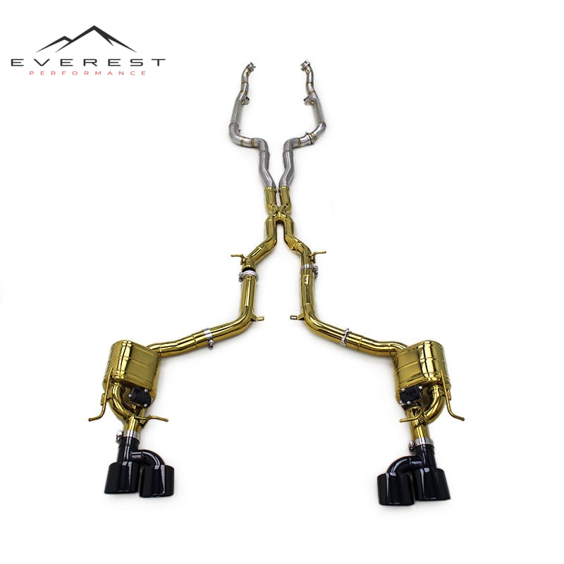 Catback Exhaust for Mercedes-Benz C63 AMG W204 6.2L 2011-2015 Performance Plate Gold SUS304 Pipes Valvetronic Exhaust System