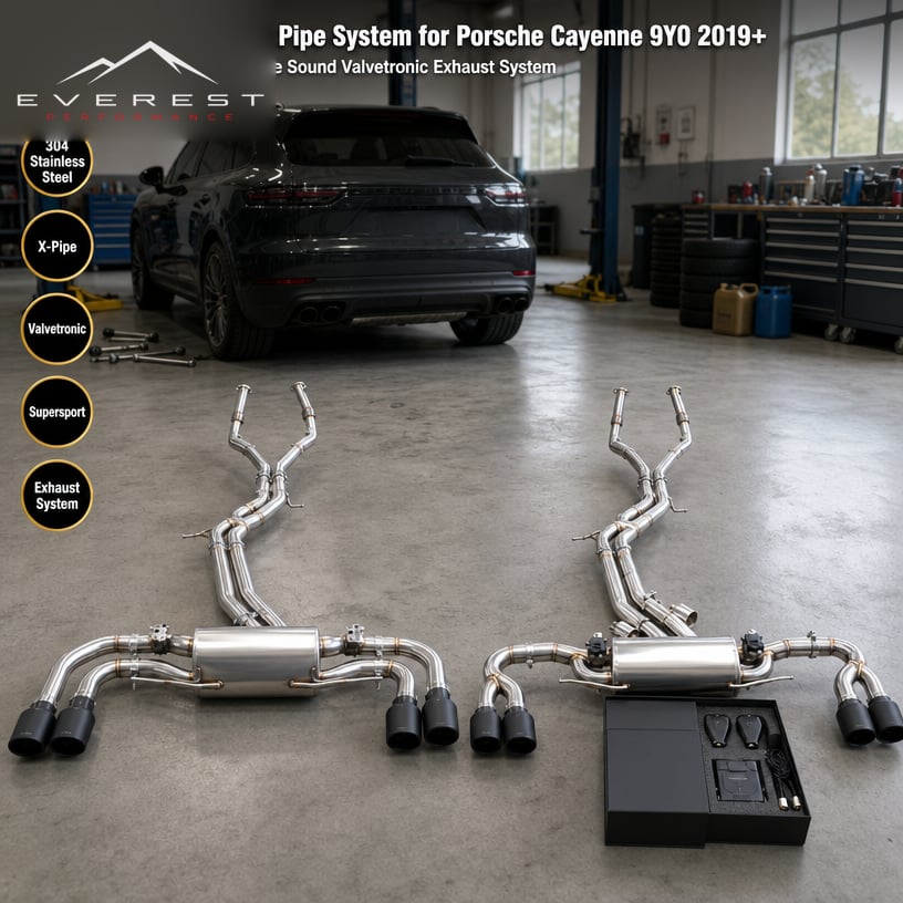 SS304 X-pipe Valvetronic Valved Muffler Catback Exhaust Pipe System for Porsche Cayenne 9Y0 2019+ X-pipe Enhance Sound