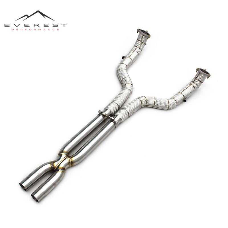Racing SS304 Downpipe X Pipes for Maserati Gran Turismo/GT 4.2L/4.7L 2008-2023 Straight Exhaust Pipes With Heat Shield Cover