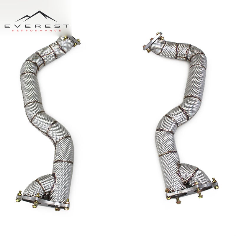 SS304 Exhaust Downpipe for Porsche 718 Cayman GT4 4.0L 2020-2022 Heat Shielded Free Flow Pipe