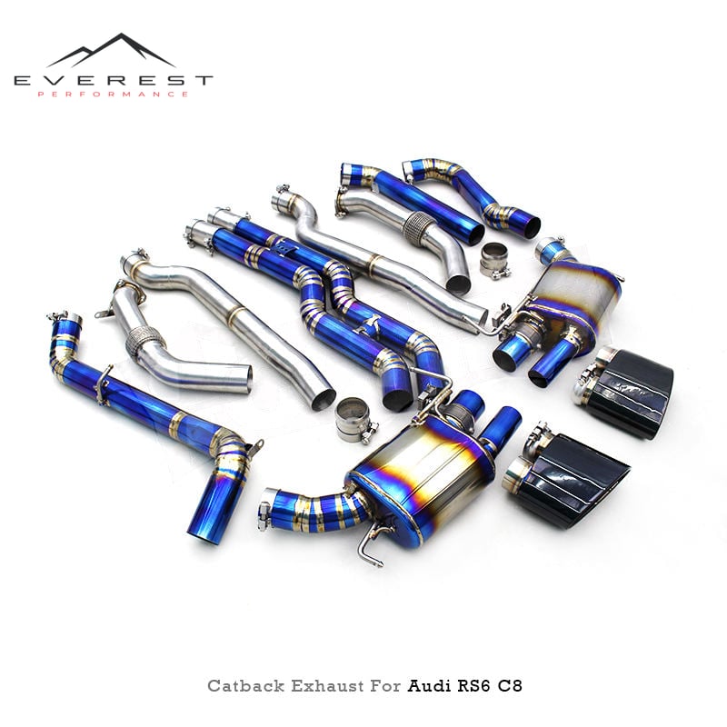 Valves Titanium Exhaust System for AUDI RS6/RS7 C8 4.0T 2019-2024 Catback Muffler Stainless Steel Front Tube